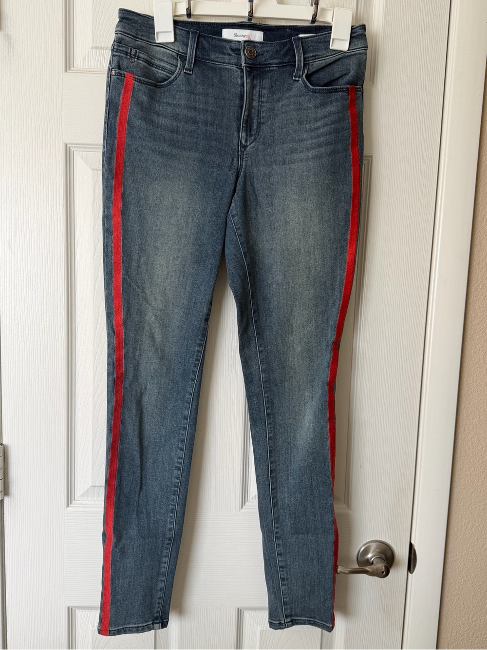 Skinnygirl Dark Blue Skinny Jeans with Red Side Stripes
